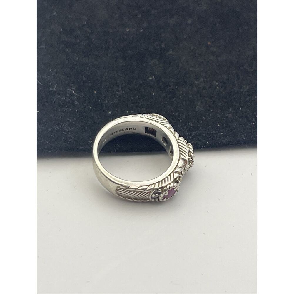 Judith Ripka Silver Ring with Ruby-Red Stones - Picture 6 of 9